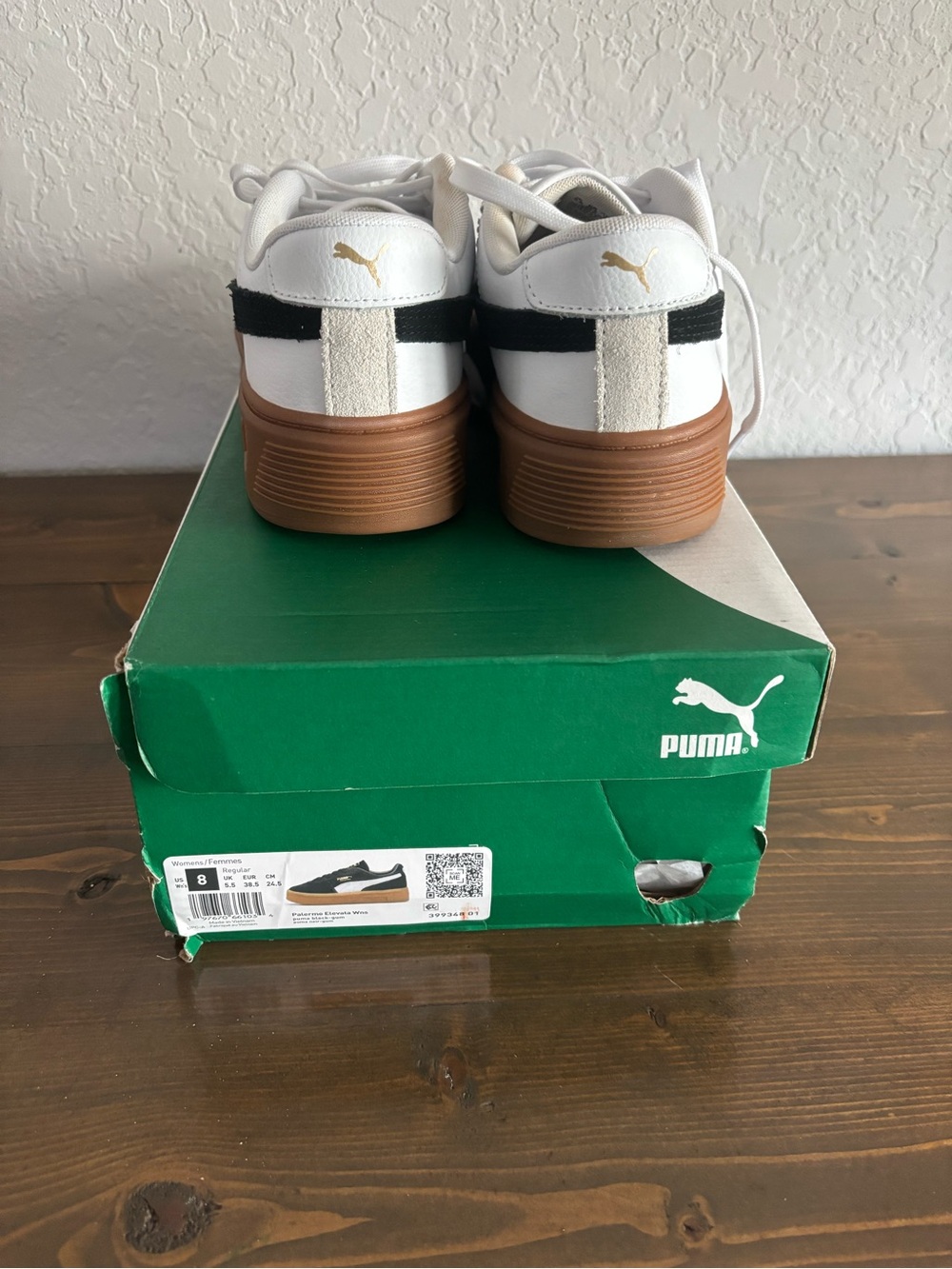 Puma White Leather Sneakers with Gum Platform Sole - Picture 3 of 4